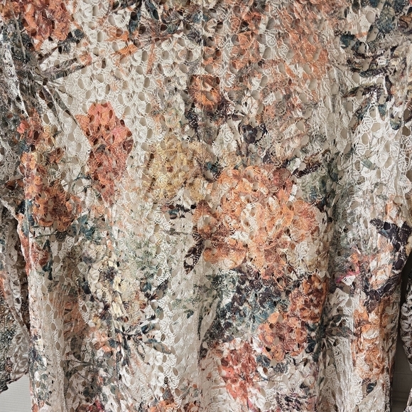 Frazzle Sheer Lace Blouse Womens Sz L Studed Lined High Low Coastal Y2k … - Picture 14 of 15